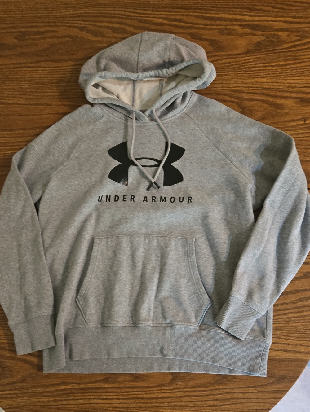 Under Armour Light Gray Pullover Hoodie with Black Logo